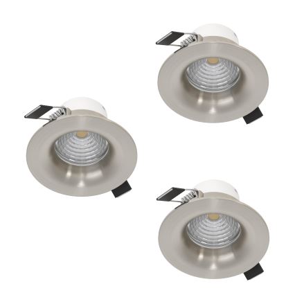 Eglo - SADA 3x stmievateľných podhľadových LED svietidiel LED/4,8W/230V priemer 8,8 cm matný chróm