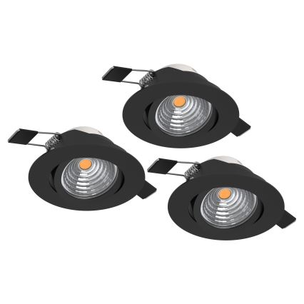 Eglo - SADA 3x LED Stmievateľné podhľadové svietidlo LED/6,4W/230V pr. 8,8 cm čierna