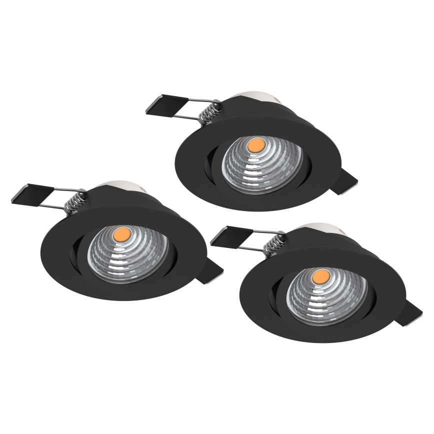 Eglo - SADA 3x LED Stmievateľné podhľadové svietidlo LED/6,4W/230V pr. 8,8 cm čierna