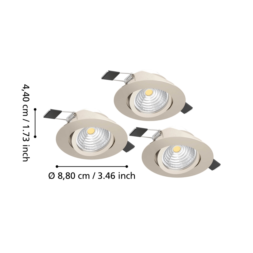 Eglo - SADA 3x LED stmievateľné podhľadové svietidlo LED/6,4W/230V pr. 8,8 cm matný chróm