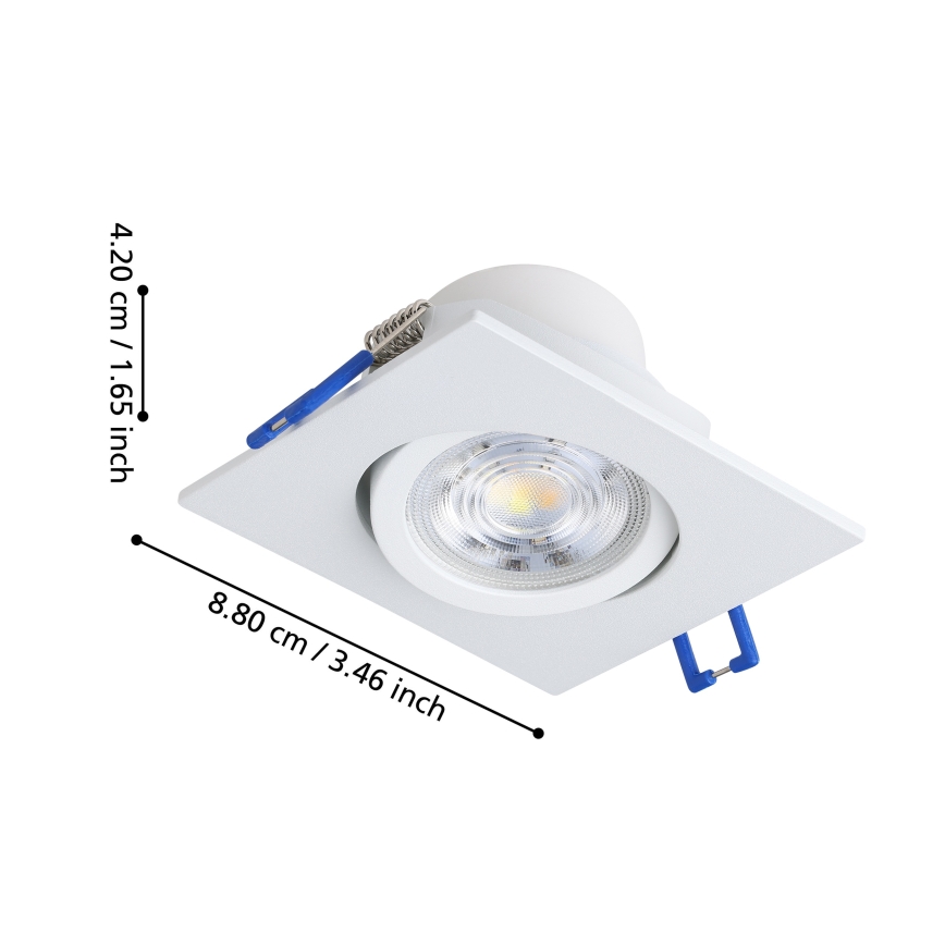 Eglo - SADA 3x LED Stmievateľné podhľadové svietidlo LED/4,8W/230V 8,8x8,8 cm biela