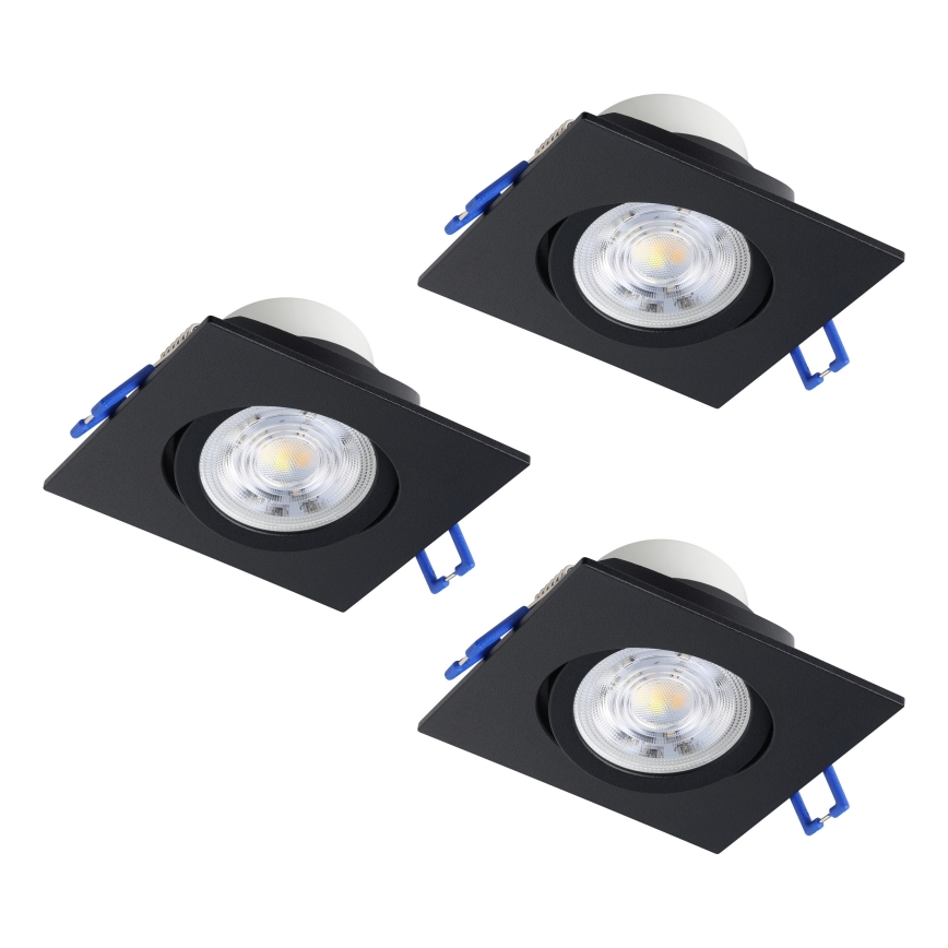 Eglo - SADA 3x stmievateľné podhľadové LED svietidlá LED/6,4W/230V 8,8x8,8 cm čierne