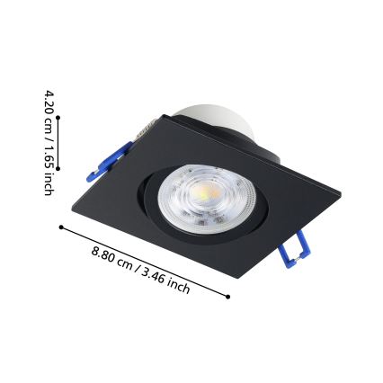 Eglo - SADA 3x stmievateľné podhľadové LED svietidlá LED/6,4W/230V 8,8x8,8 cm čierne