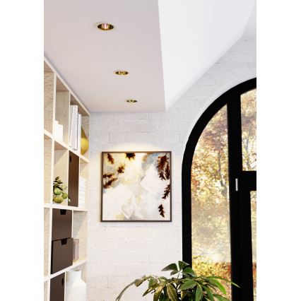 Eglo - LED RGBW stmievateľné kúpeľňové zapustené stropné svietidlo LED/4,8W/230V 2700-6500K IP44 biela/zlatá