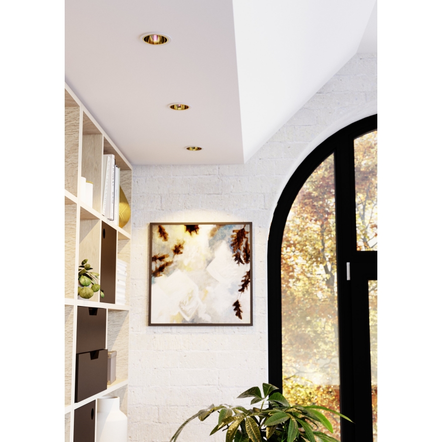 Eglo - LED RGBW stmievateľné kúpeľňové zapustené stropné svietidlo LED/4,8W/230V 2700-6500K IP44 biela/zlatá