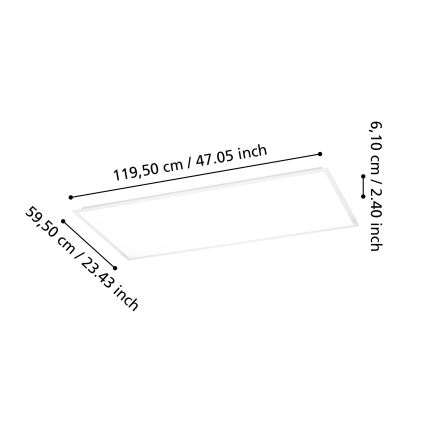Eglo - LED prisadený panel 36,5 W/230 V 2700/4000/6500 K 120 x 60 cm biela