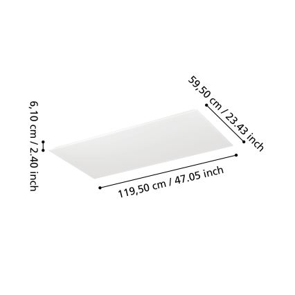 Eglo - LED stmievateľný prisadený panel LED/35,5W/230V 2700-6500K 120x60 cm biela + diaľkové ovládanie