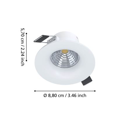 Eglo - stmievateľné podhľadové LED svietidlo LED/6,4W/230V pr. 8,8 cm biela