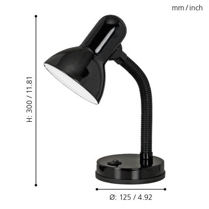 EGLO 9228 - Stolná lampa BASIC 1xE27/40W čierna