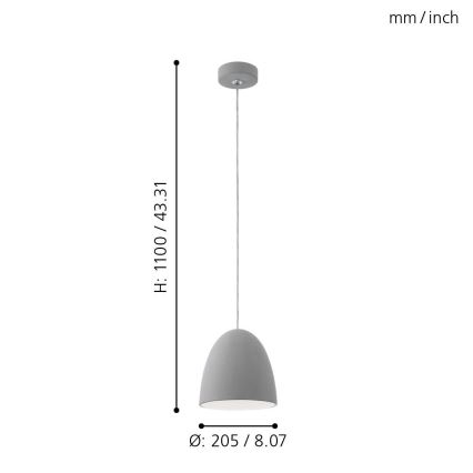 Eglo 92521 - Závěsné svietidlo PRATELLA E27/60W/230V