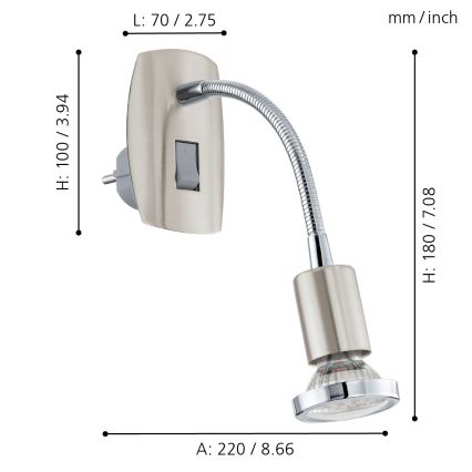 Eglo - LED Svietidlo do zásuvky 1xGU10-LED/3W/230V