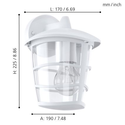 Eglo - LED Vonkajšie nástenné svietidlo 1xE27/8,5W/230V IP44