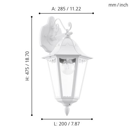 Eglo 93445 - Vonkajšie nástenné svietidlo navedie 1xE27/60W/230V