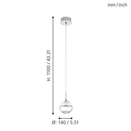 Eglo 93708 - LED závesné svietidlo MONTEFIO 1 1xLED/5W/230V