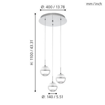 Eglo 93709 - LED luster MONTEFIO 1 3xLED/5W/230V