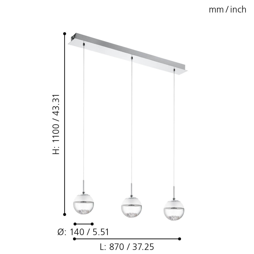 Eglo 93784 – Závesné svietidlo MONTEFIO 1 LED 3X5W/230V