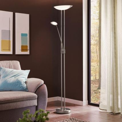 Eglo - LED Stmievateľná stojacia lampa LED/20W + LED/2,5W lesklý chróm