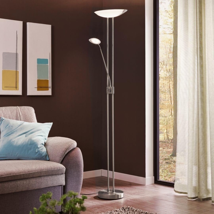 Eglo - LED Stmievateľná stojacia lampa LED/20W + LED/2,5W lesklý chróm
