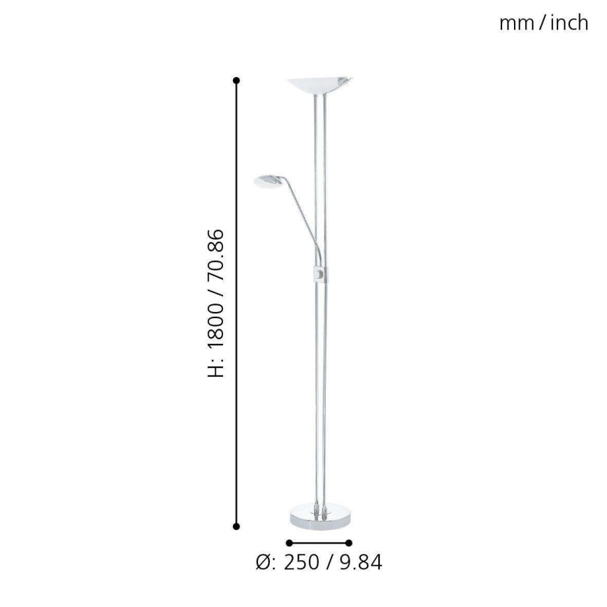Eglo - LED Stmievateľná stojacia lampa LED/20W + LED/2,5W lesklý chróm