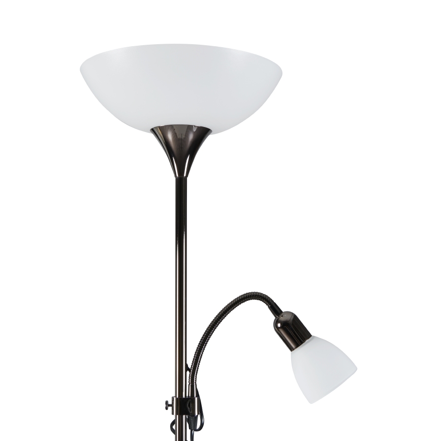 Eglo - Stojacia lampa 1xE27/60W/230V + 1xE14/25W/230V čierny chróm