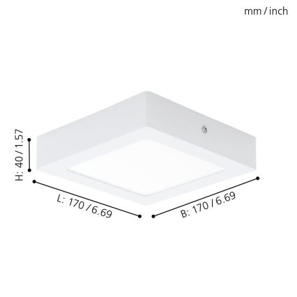 Eglo 94074 - LED stropné svietidlo FUEVA 1 LED/10,88W/230V