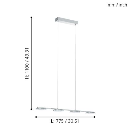 Eglo 94245 - LED závesné svietidlo CARTAMA 4xLED/4,5W/230V