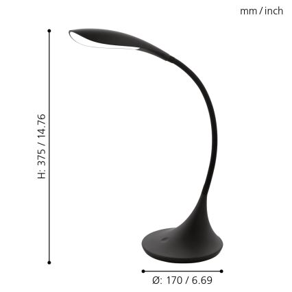 Eglo - stmievateľná stolná LED lampa LED/4,5W/230V čierna