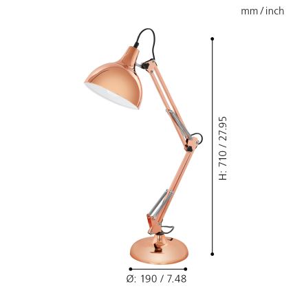 Eglo 94704 - Stolná lampa BORGILLIO 1xE27/40W/230V