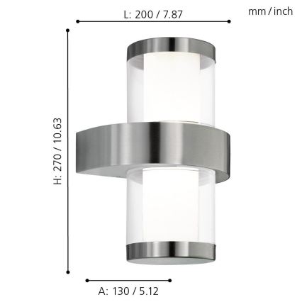 Eglo 94799 - Vonkajšie nástenné svietidlo BEVERLY 1 2xLED/3,7W/230V IP44