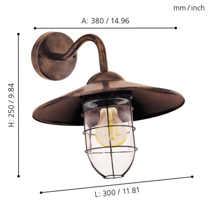 Eglo 94863 - Vonkajšie svietidlo MELGOA 1xE27/60W/230V IP44