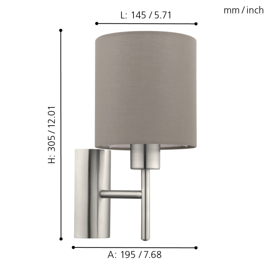 Eglo - Nástenné svietidlo 1xE27/60W/230V taupe