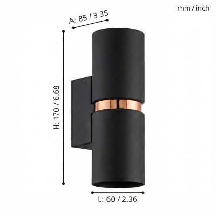 Eglo 95371 - LED nástenné svietidlo PASSA 2xGU10-LED/4W/230V