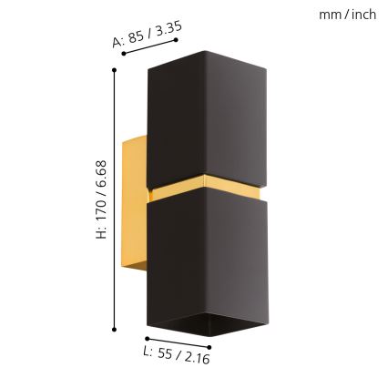 Eglo 95373 - LED Nástenné svietidlo PASSA 2xGU10-LED/4W/230V