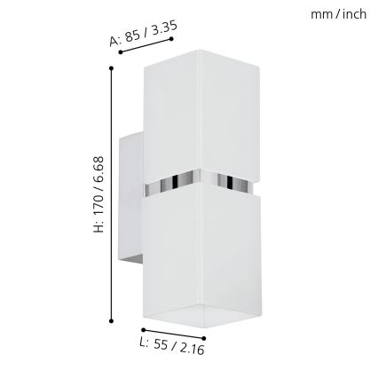 Eglo 95377 - LED Nástenné svietidlo PASSA 2xGU10-LED/4W/230V