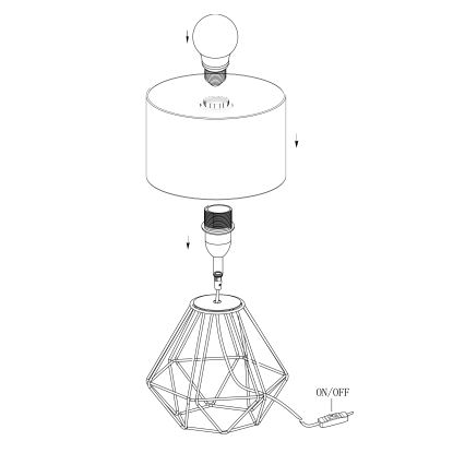 Eglo 95788- Stolná lampa CARLTON 2 1xE14/60W/230V