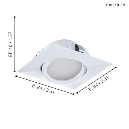Eglo - Sada 3× LED zapustené stropné svietidlo PINEDA LED/4,9W/230V
