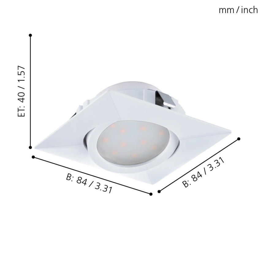 Eglo - Sada 3× LED zapustené stropné svietidlo PINEDA LED/4,9W/230V
