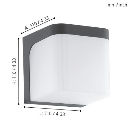 Eglo - LED Vonkajšie nástenné svietidlo LED/4,9W/230V IP44