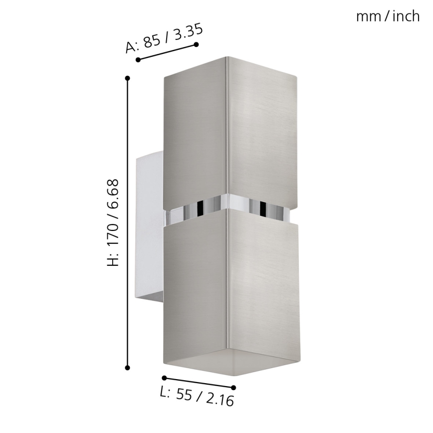 Eglo 96264 - LED nástenné svietidlo PASSA 2xGU10/2,8W/230V hranaté