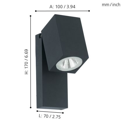 Eglo 96286 - LED Vonkajšie nástenné svietidlo SAKEDA LED/5W/230V