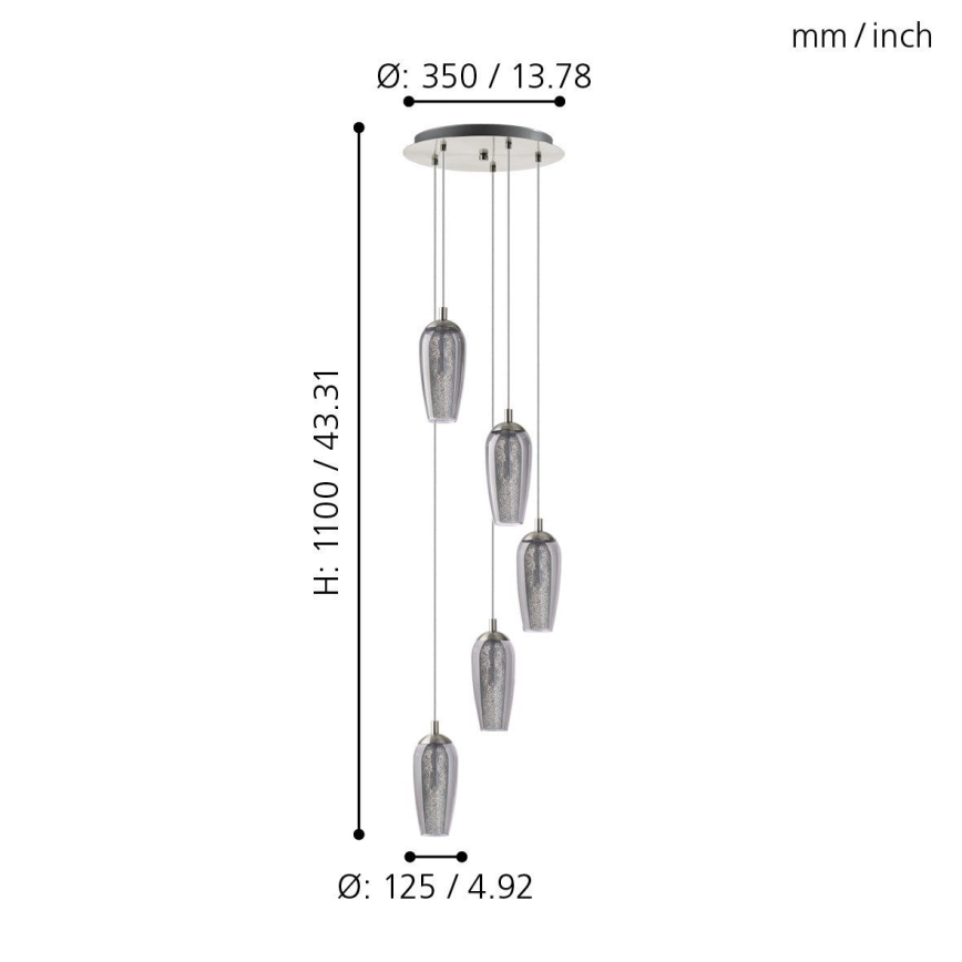 Eglo 96345 - LED Luster na lanku FARSALA 5xG9/2,5W/230V