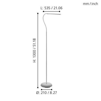 Eglo - LED Stmievateľná dotyková stojacia lampa LED/4,5W/230V