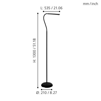 Eglo - LED Stmievateľná dotyková stojacia lampa LED/4,5W/230V