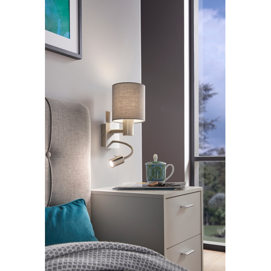 Eglo - LED Flexibilné svietidlo 1xE27/40W+LED/3,8W šedá