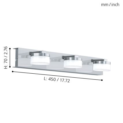 Eglo - LED Stmievateľné kúpeľňové nástenné svietidlo 3xLED/7,2W/ IP44