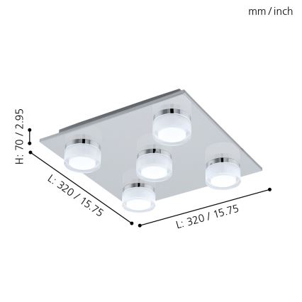 Eglo - LED Stmievateľné kúpeľňové stropné svietidlo 5xLED/5,4W/230V IP44