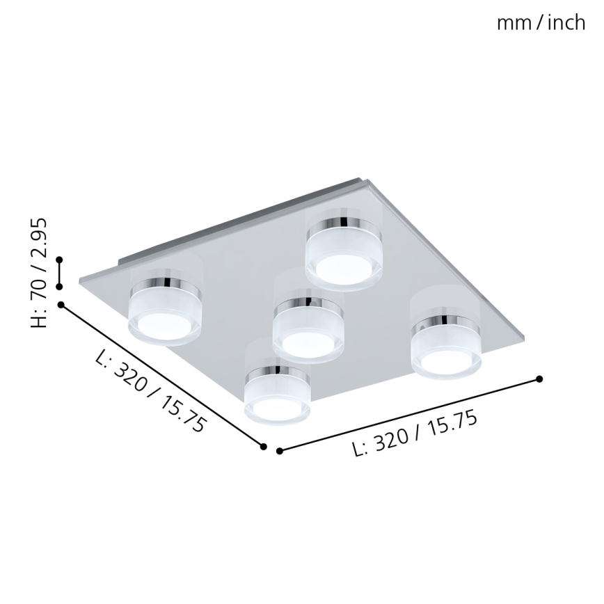 Eglo - LED Stmievateľné kúpeľňové stropné svietidlo 5xLED/5,4W/230V IP44