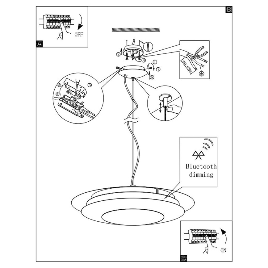 Eglo 96979 - LED RGB Závesné svietidlo MONEVA-C LED/27W/230V