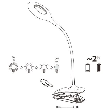 Eglo - LED Stmievateľná lampa s klipom 1xLED/3W/5V 500 mAh biela