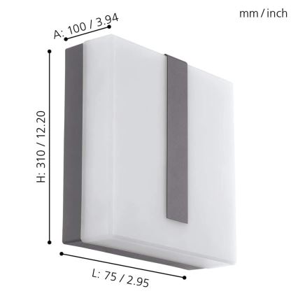 Eglo - LED Stmievateľné vonkajšie nástenné svietidlo TORAZZA-C LED/14W/230V IP44